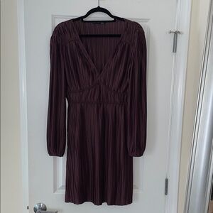 Black Tape Long Sleeve Dress in Rich Burgundy